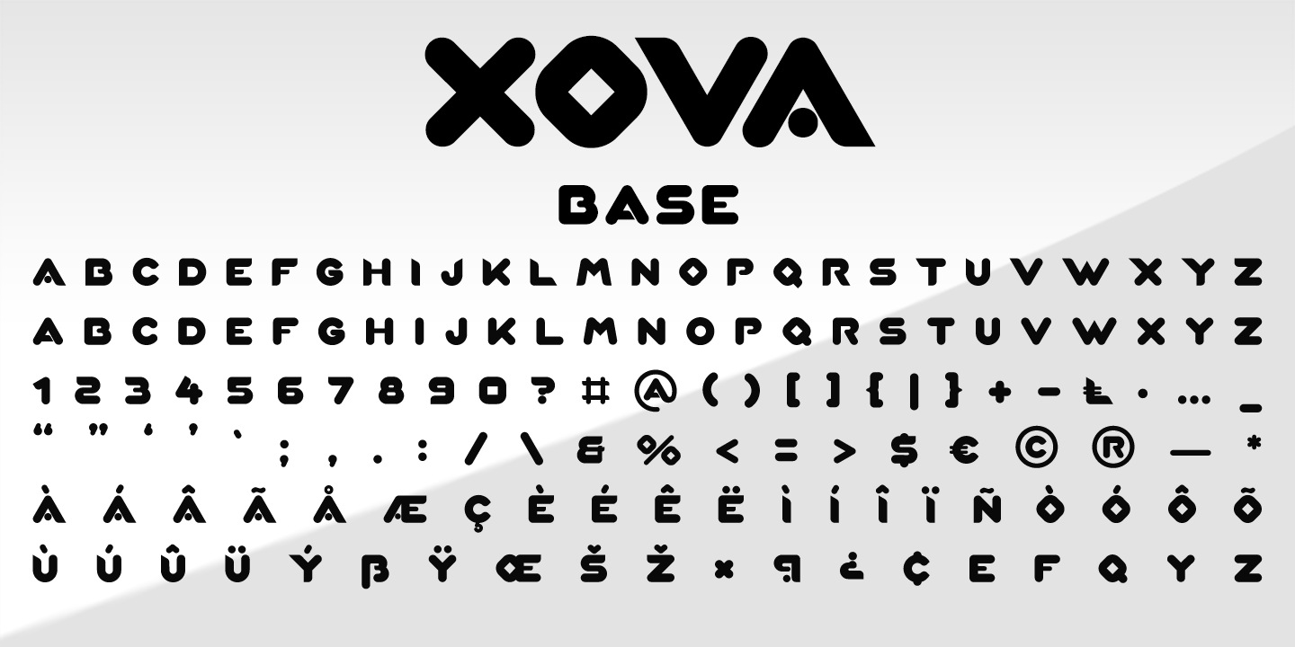 Beispiel einer Xova Layered COLOR ONE-Schriftart